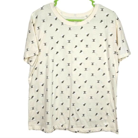 Zoe + Liv Pale Yellow All Over Bumblebee Print Short Sleeve Scoop Neck Tee Large - Picture 5 of 6